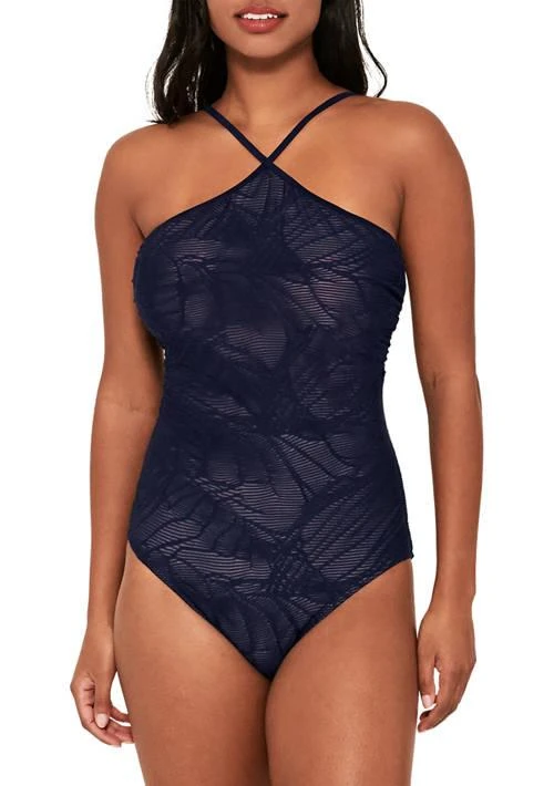 CHRISTINA Textured High Neck One Piece Swimsuit 1