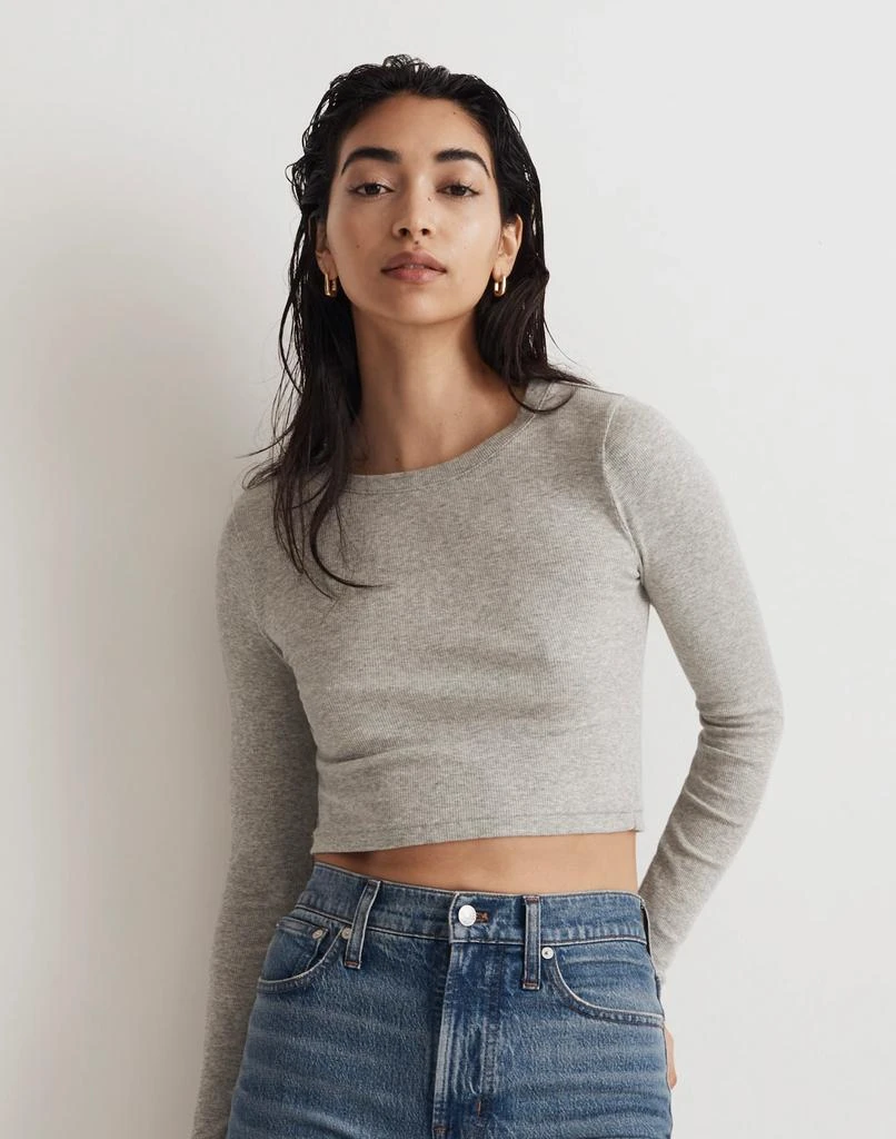 Madewell Fine Ribbed Supercrop Crewneck Long-Sleeve Tee 1