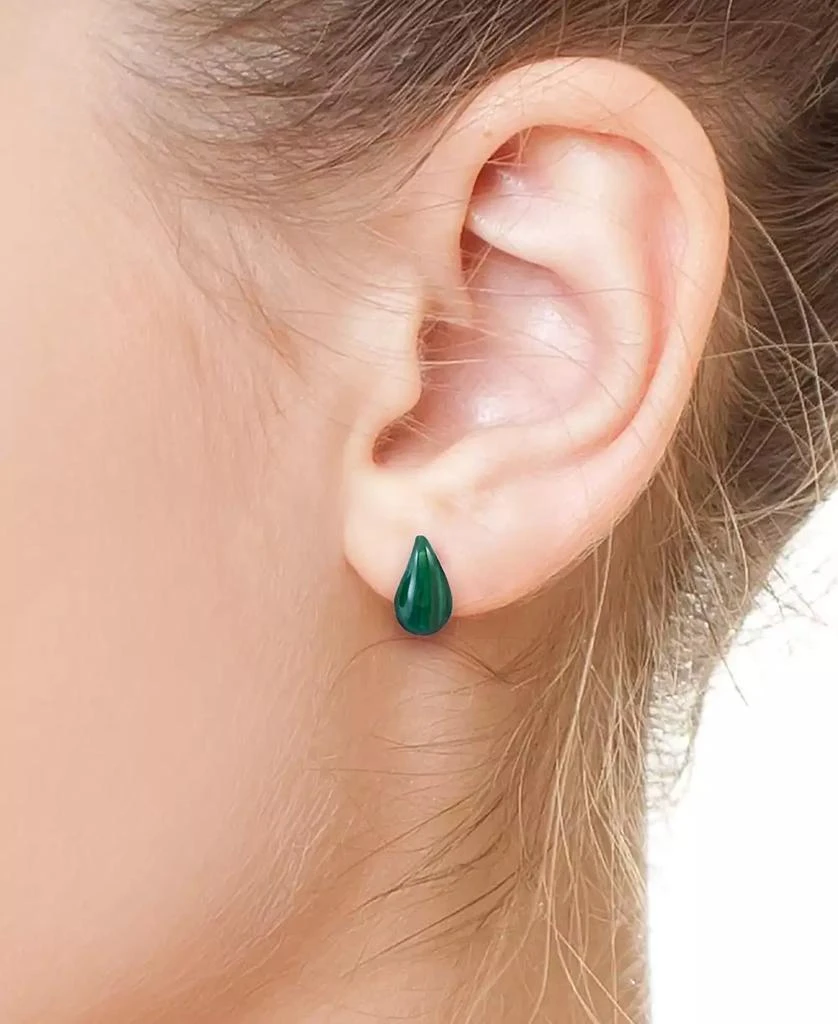 Effy EFFY® Malachite Fancy-Cut Curved Teardrop Stud Earrings in 14k Gold 2