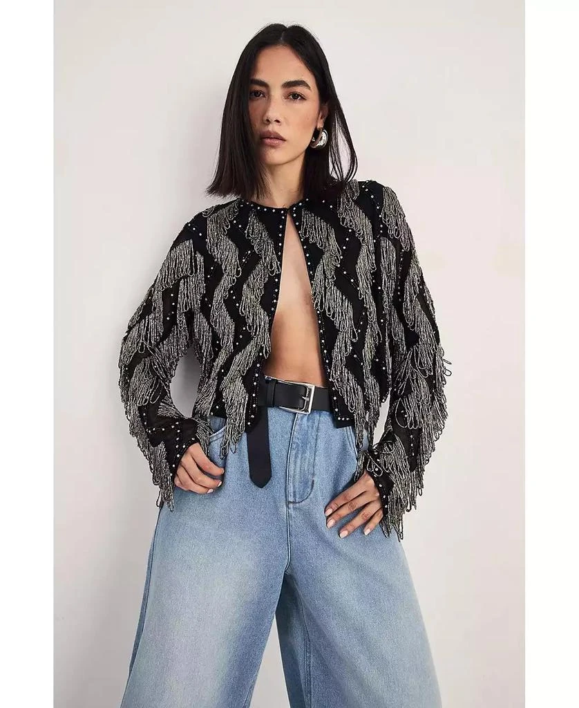 Nasty Gal Women
s Loop Tassel Embellished Jacket