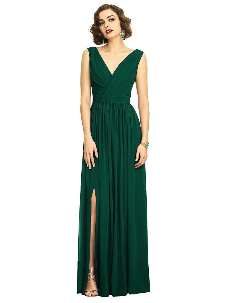 Dessy Collection Sleeveless Draped Chiffon Maxi Dress with Front Slit 3
