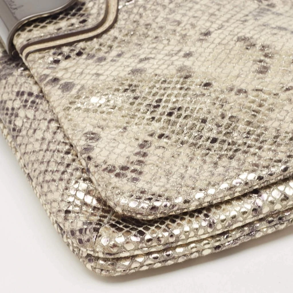 Coach Coach Metallic Silver/Black Python Embossed Leather Flap Clutch 13
