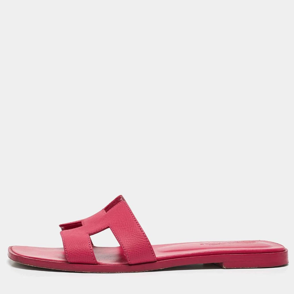 Hermes Hermès Pink Leather Oran Flat Slide Sandals Size 38 1