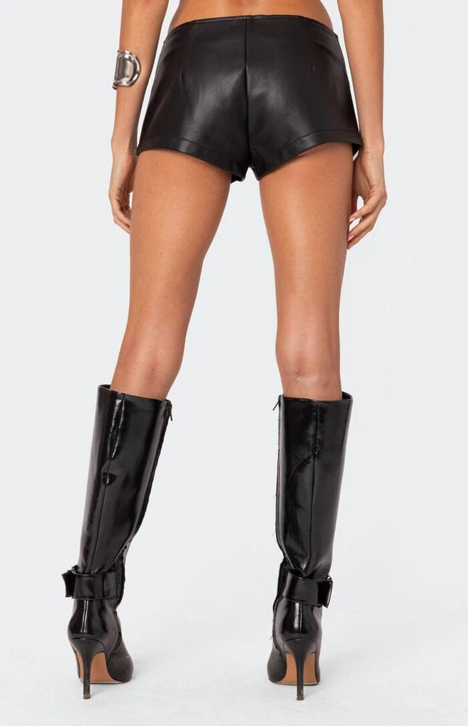 Edikted Zippy Faux Leather Micro Shorts 4