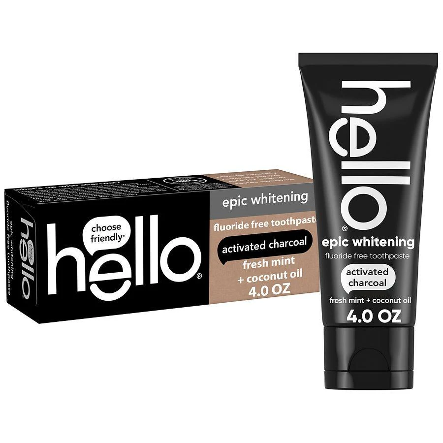 Hello Epic Whitening Charcoal Fluoride Free Toothpaste, Adult Fresh Mint 1