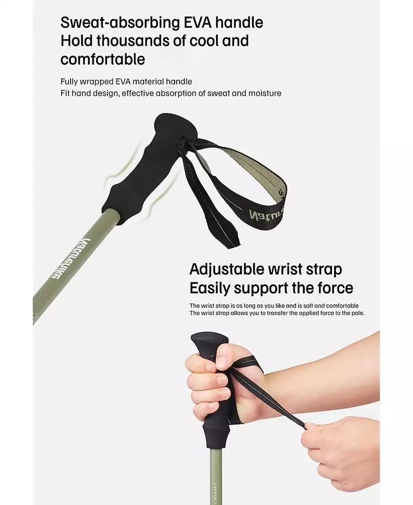 Naturehike 1pc Trekking Pole Carbon 169g, Adjustable Ultra-Lightweight Hiking Sticks Unisex Walking Stick with Accessories for Outdoor,Soil Brown 5