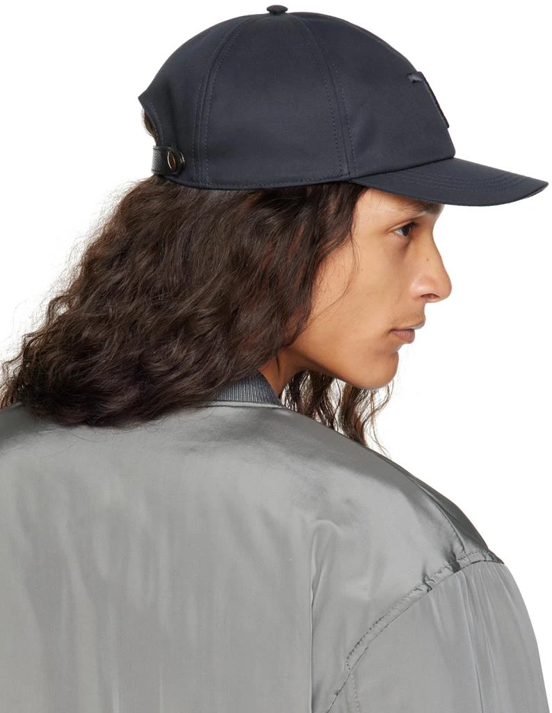 Tom Ford Navy Canvas & Smooth Leather Cap 3