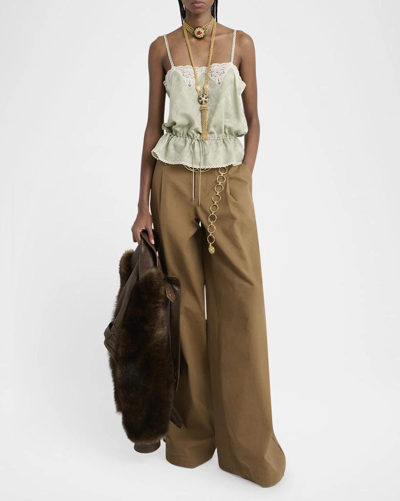 Chloé Lace-Trim Floral Silk Jacquard Camisole Top 2