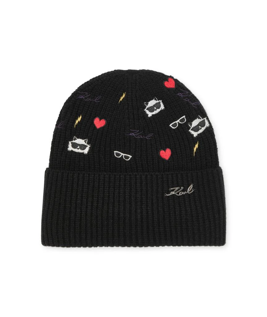 Karl Lagerfeld Paris CATE PINS EMBROIDERY BEANIE 1