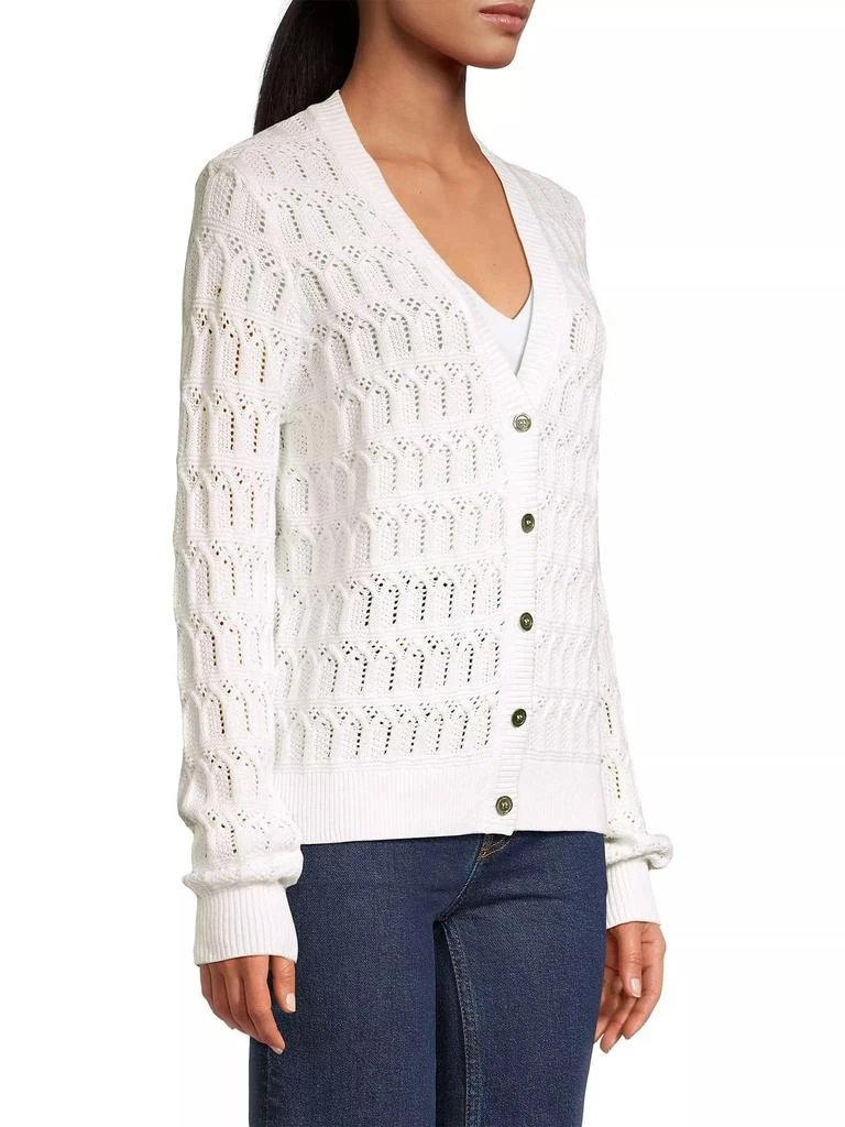 Minnie Rose Cotton-Cashmere Pointelle Cardigan 4