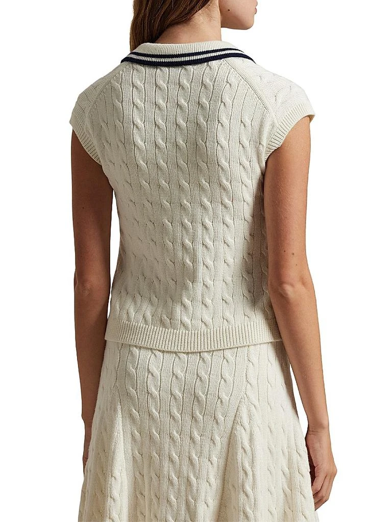 Ralph Lauren Cotton-Blend Cable-Knit Polo Sweater 4