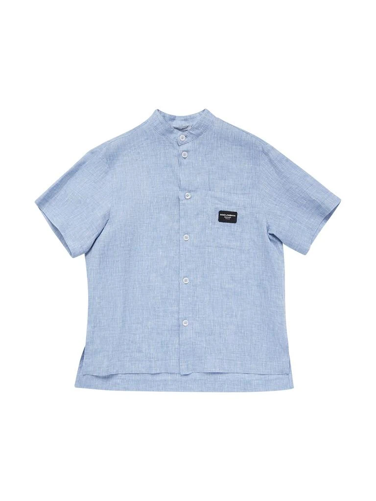 Dolce & Gabbana Linen Shirt W/ Logo Patch 1