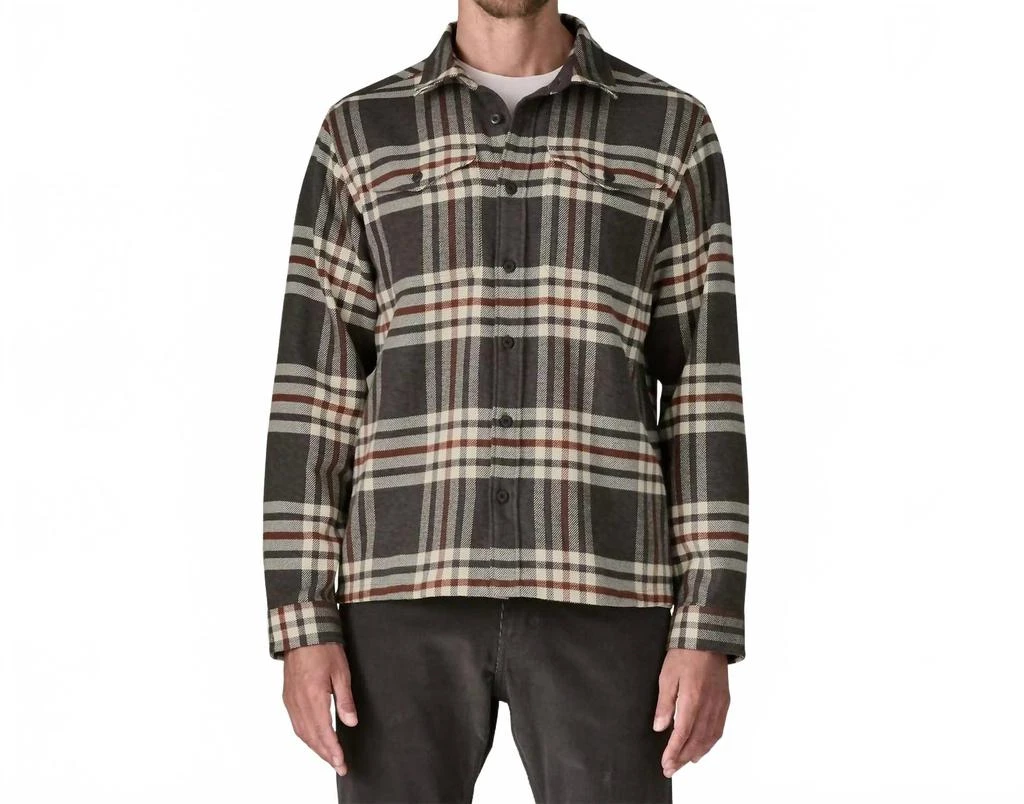 Patagonia Fjord Flannel Shirt In Catch: Ink Black