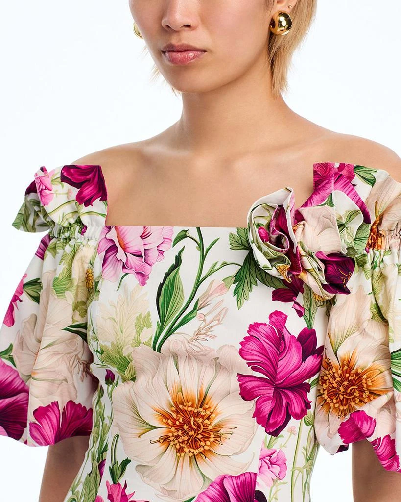 Teri Jon Off-the-Shoulder Cotton Floral Balloon Sleeve Dress 3