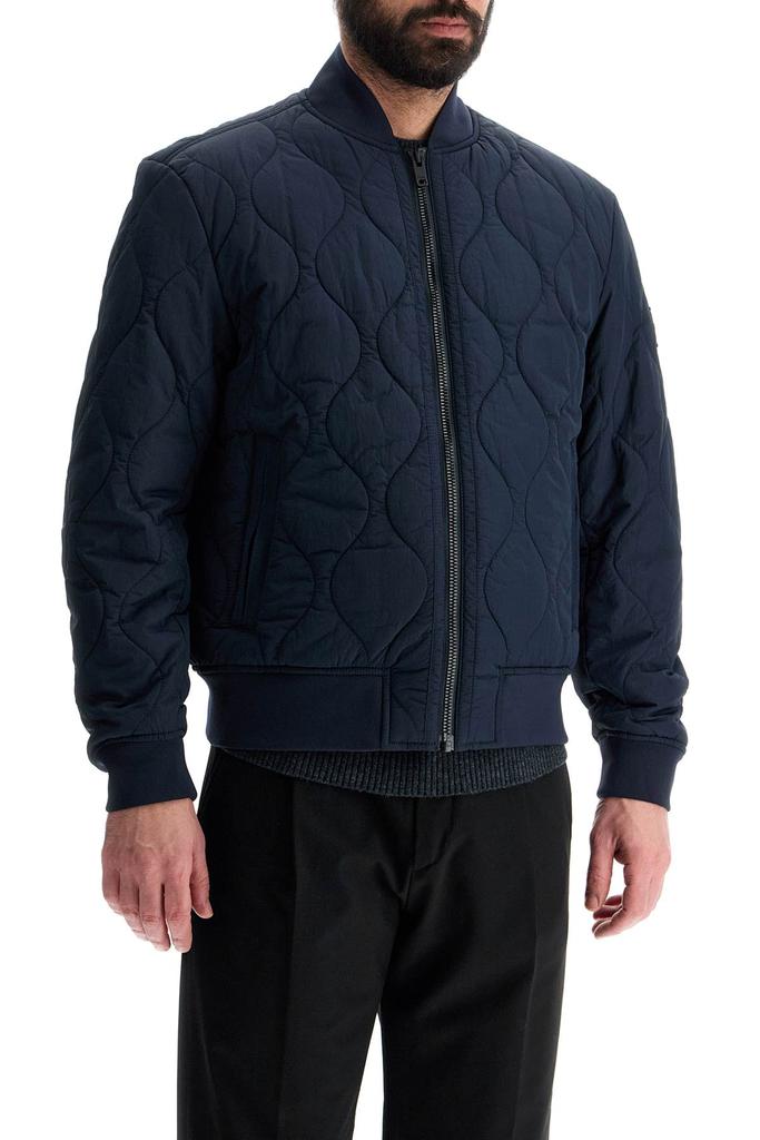 Hugo Boss dark blue slim fit quilted down jacket with wavy pattern