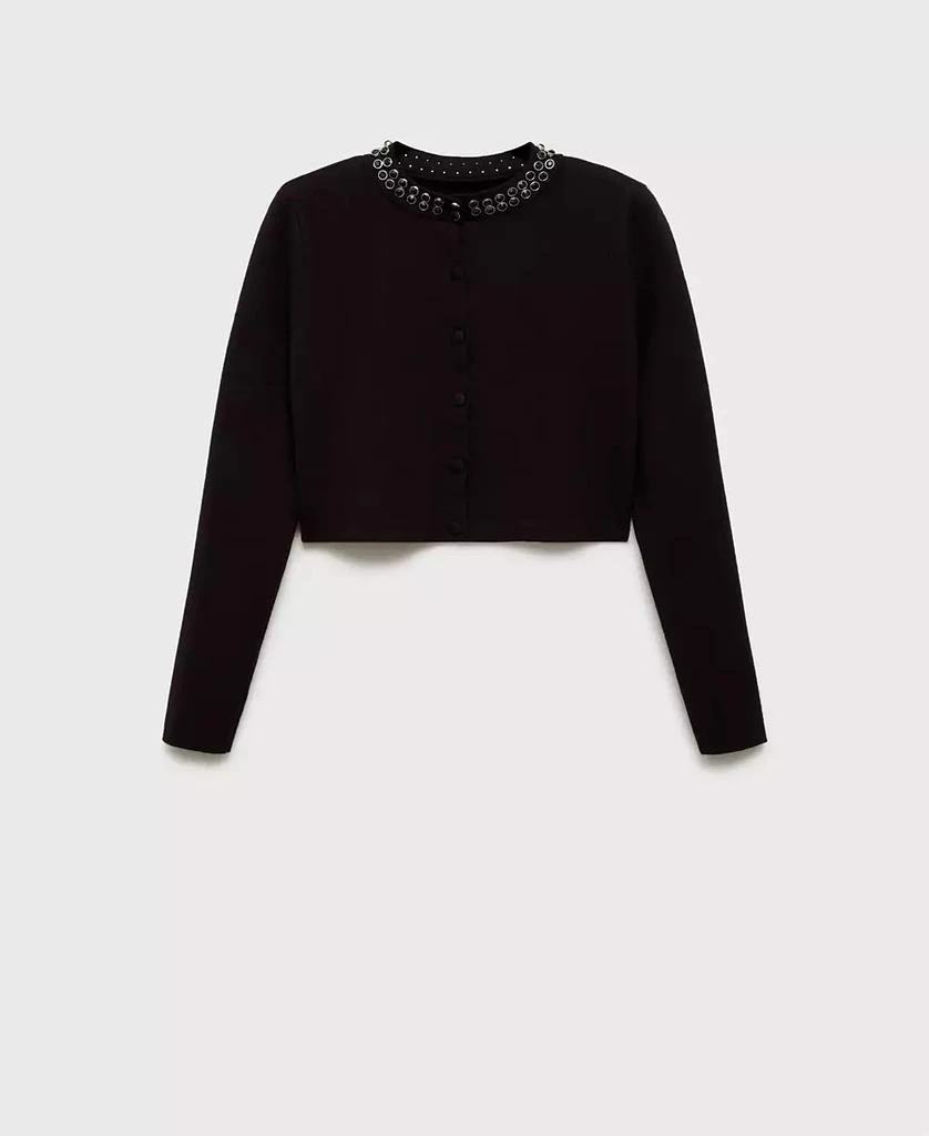 Mango Women's Rhinestone Collar Cardigan 1