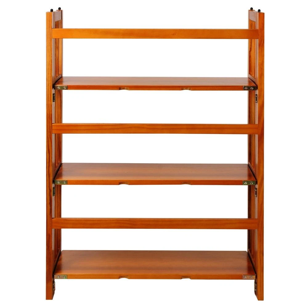 Casual Home 3-Shelf Folding Stackable Bookcase 27.5" Wide-Honey Oak 2