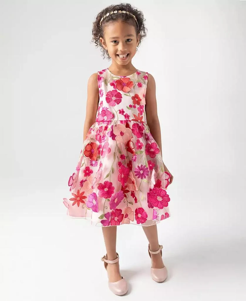 Rare Editions Toddler and Little Girls 3D Floral Embroidered Social Dress 1