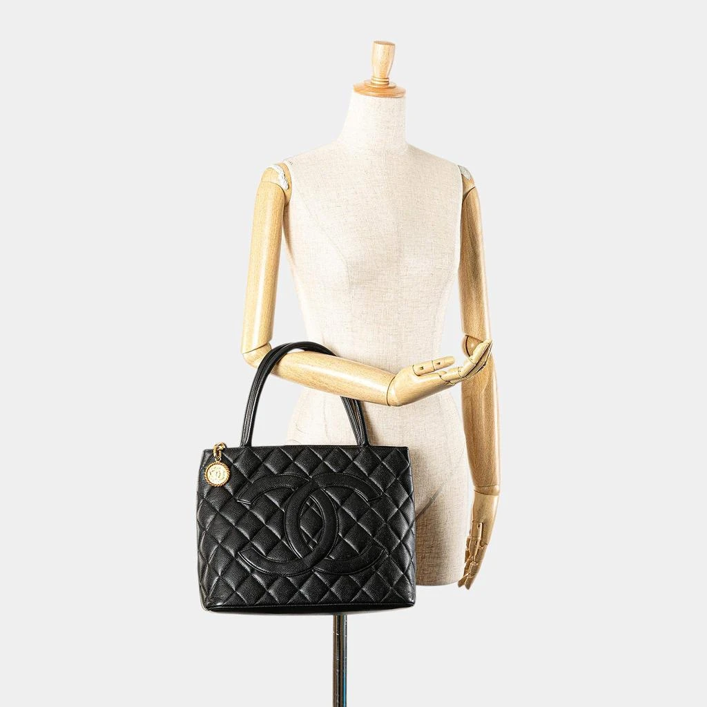 Chanel Chanel Black Caviar Leather Medallion Tote Bag 12
