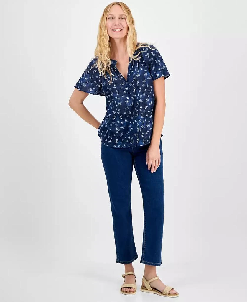 Style & Co Women's Printed Flutter-Sleeve Cotton Top, Exclusively at Macy's 2