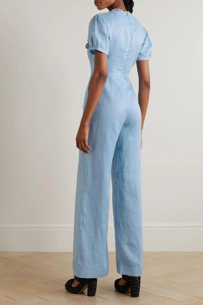 Saloni Marlowe bow-detailed embellished linen jumpsuit 3