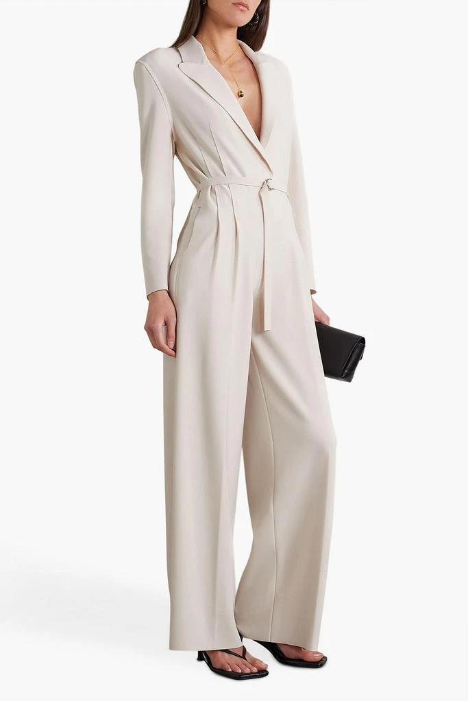 Norma Kamali Belted pleated stretch-jersey wide-leg jumpsuit 2