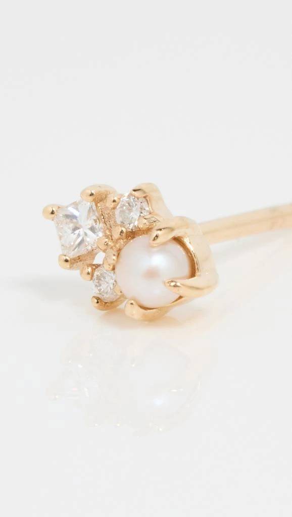 MATEO 14k The Little Things Tri Diamond and Pearl Studs 4