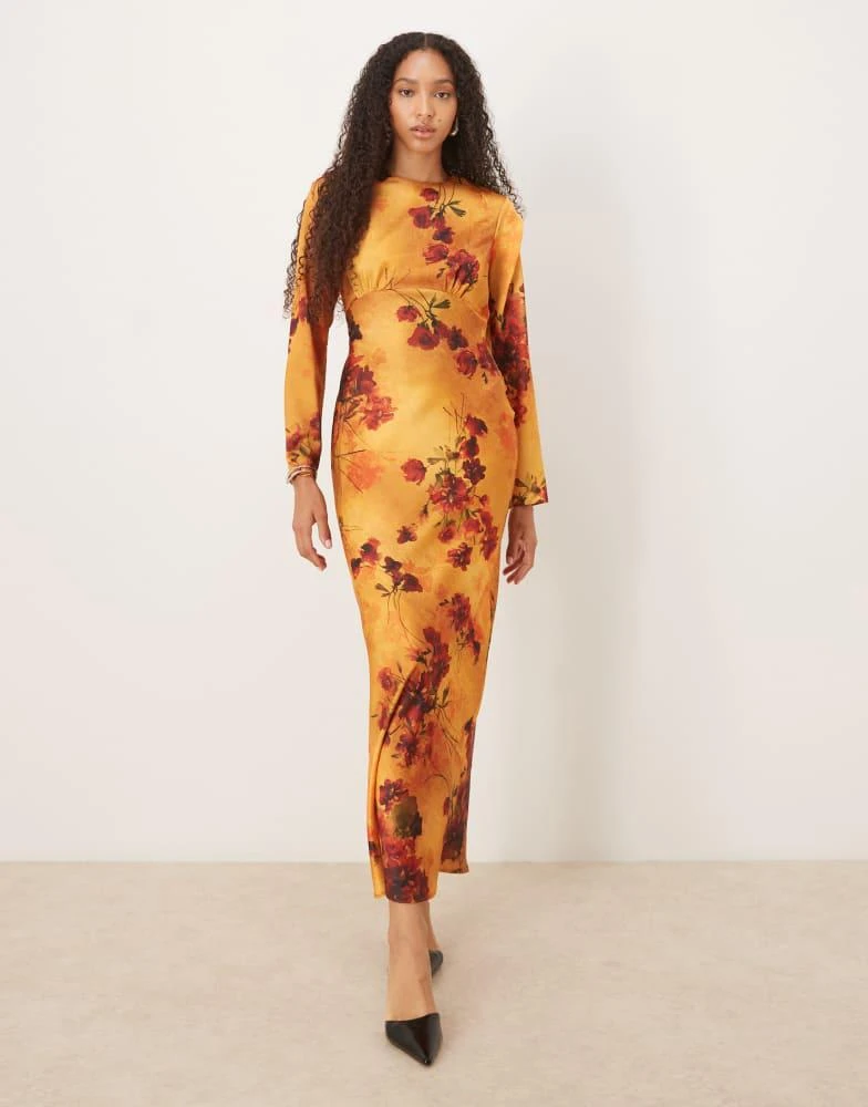 white christmas dresses Chloe Printed Satin Dress – Atelier Shikaarbagh main image 0