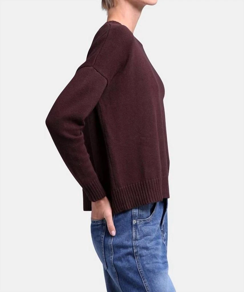 Minnie Rose Cotton Cashmere Boxy Crew Neck Sweater In Chocolate 2