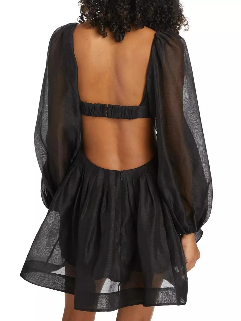 Zimmermann Harmony Linen-Silk Cut-Out Minidress 5
