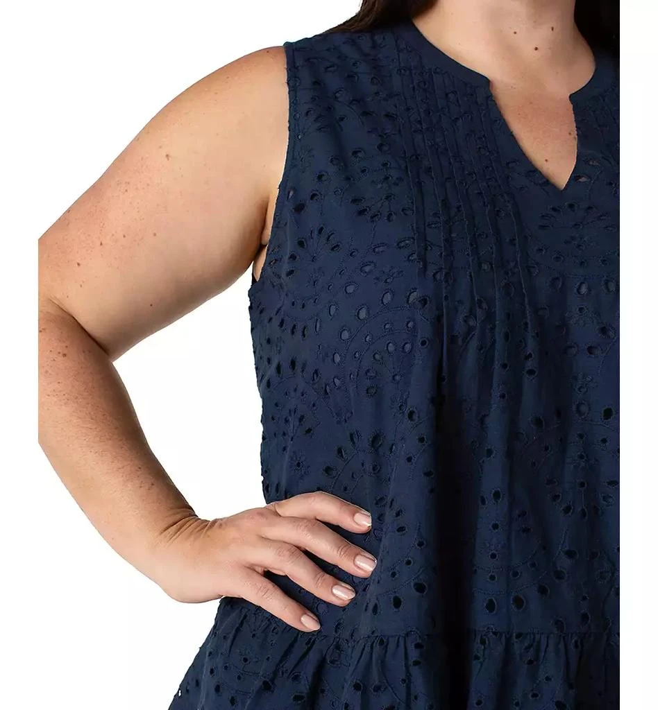 Liverpool Liverpool Plus Size Cotton Eyelet Sleeveless Blouse 3