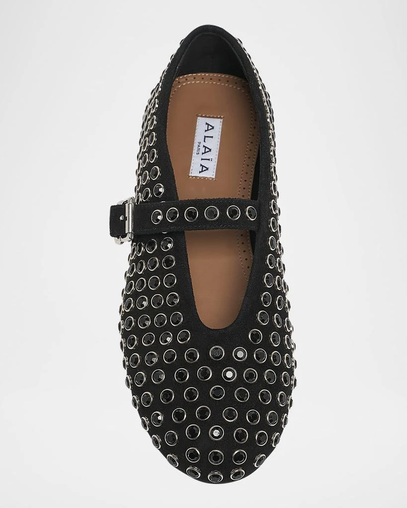 Alaia Crystal Stud Mary Jane Ballerina Flats 3