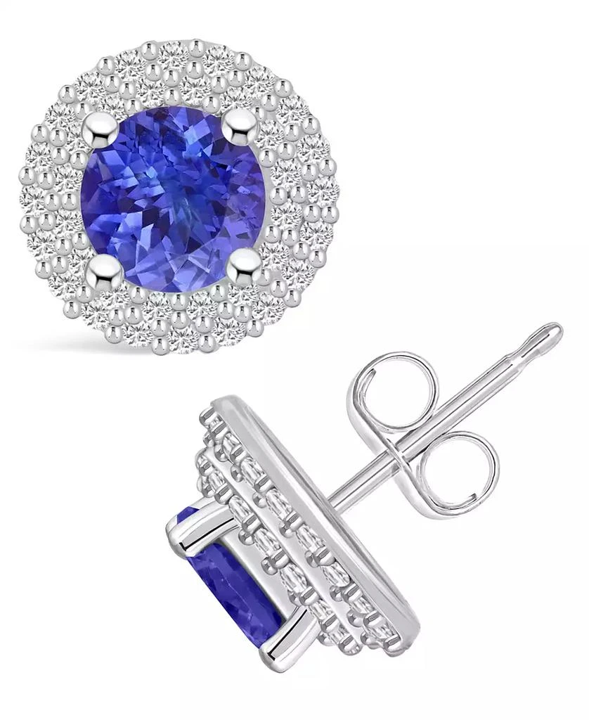 Macy's Tanzanite (1-5/8 Ct. t.w.) and Diamond (1/2 Ct. t.w.) Halo Stud Earrings 1