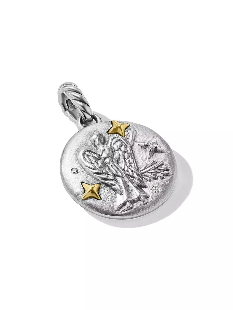 David Yurman Virgo Amulet in Sterling Silver with 18K Yellow Gold and Diamonds, 19MM 3