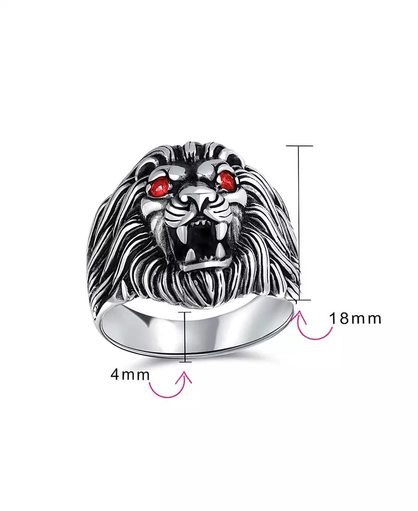 Bling Jewelry Red Crystal Eyes Roaring King Of Jungle Lion Ring Solid Oxidized .925 Sterling Silver 3