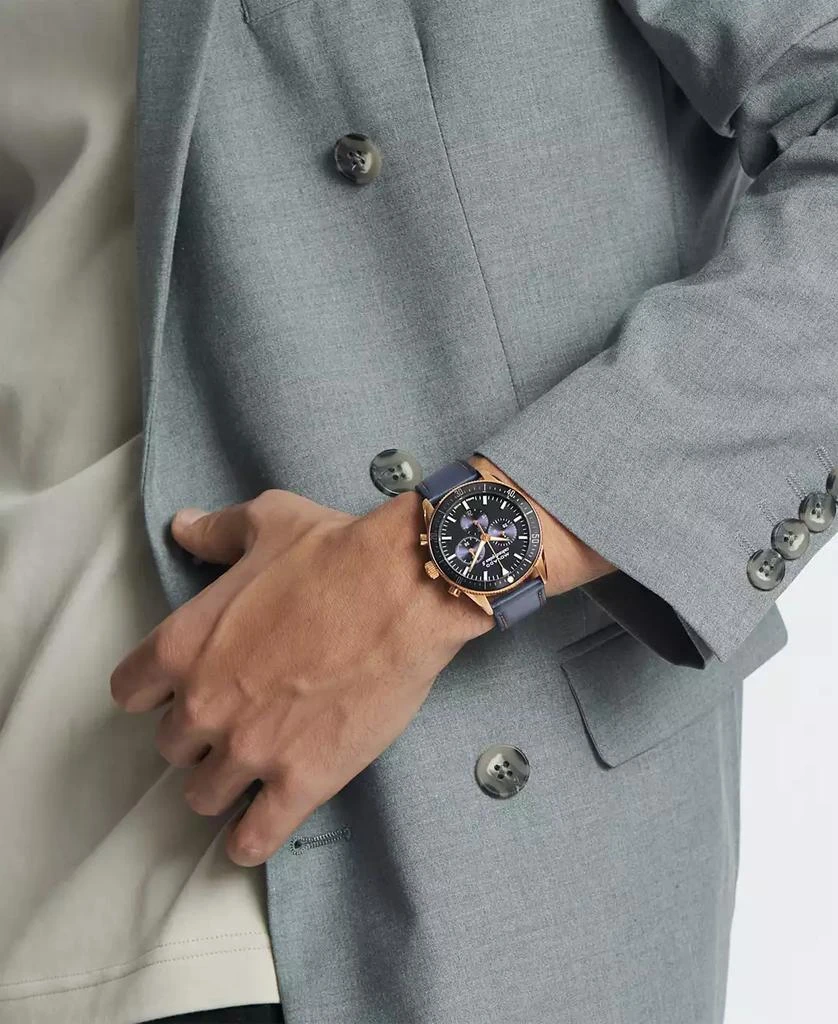 Movado Men's Calendoplan S Swiss Quartz Chronograph Gray Leather Strap Watch 42mm 4