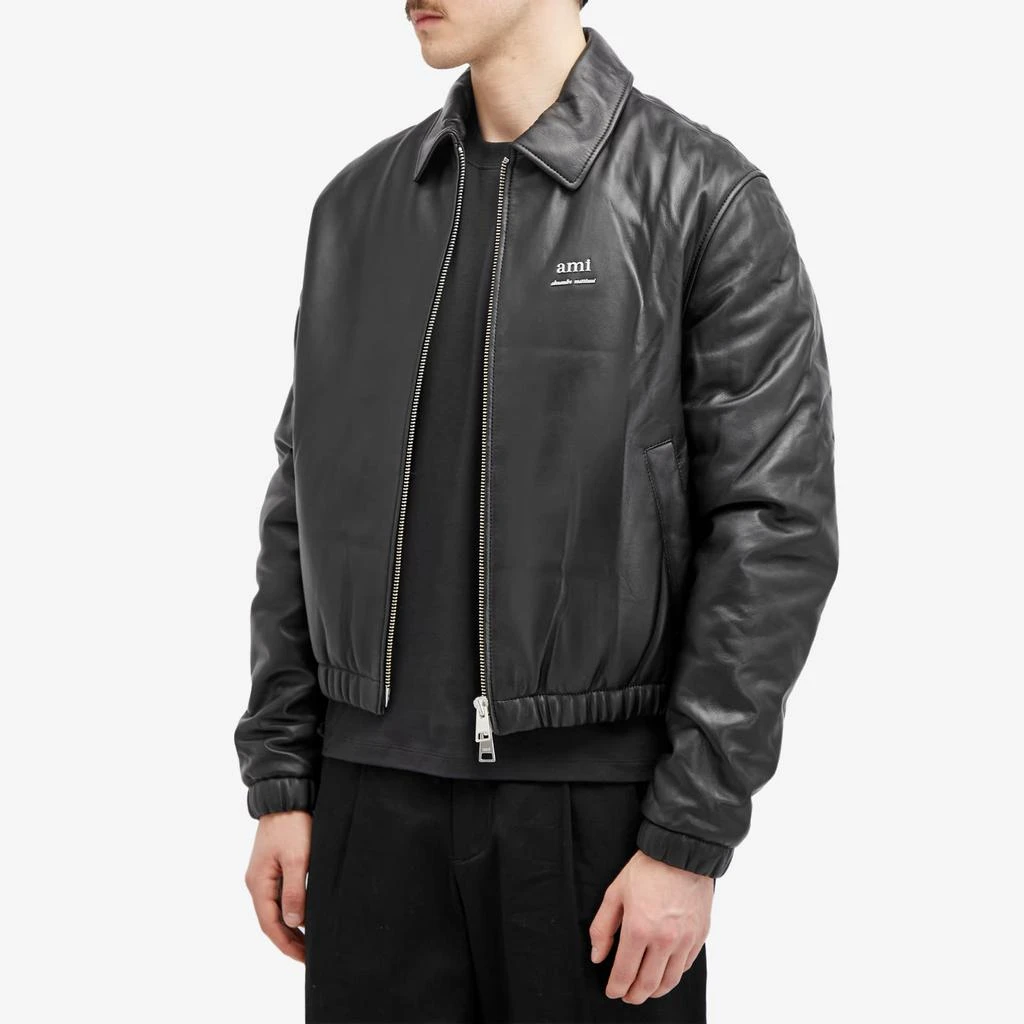 AMI AMI Paris Padded Leather Jacket 2