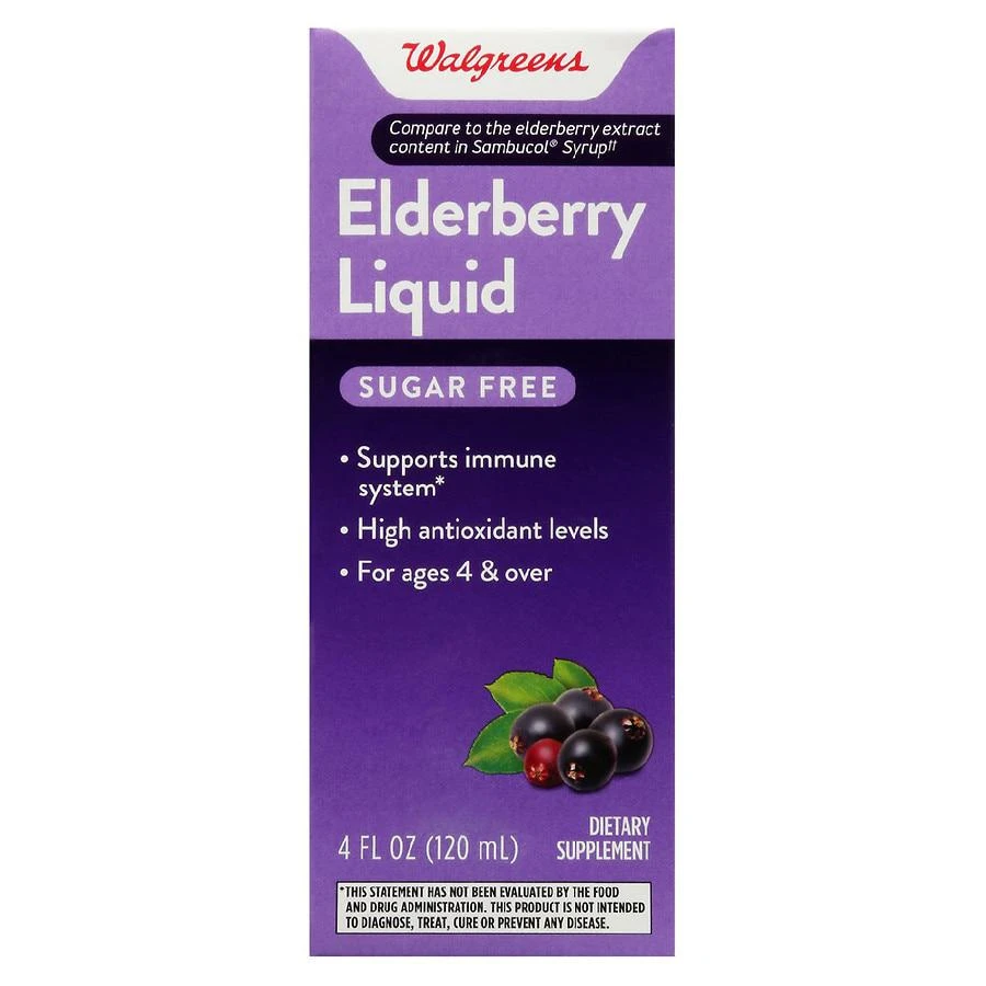 Walgreens Elderberry Liquid Dietary Supplement Sugar Free 1