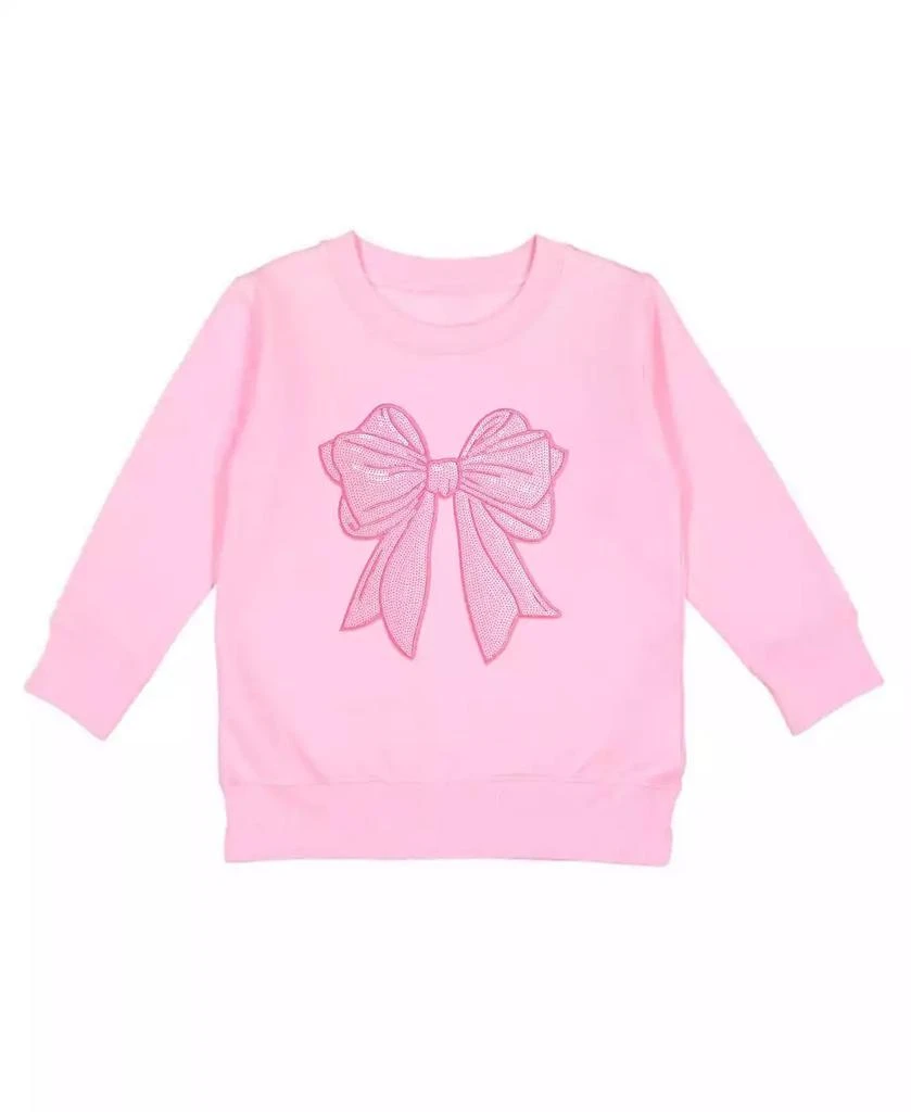 Sweet Wink Toddler Girls Pink Bow Sequin Patch Sweatshirt