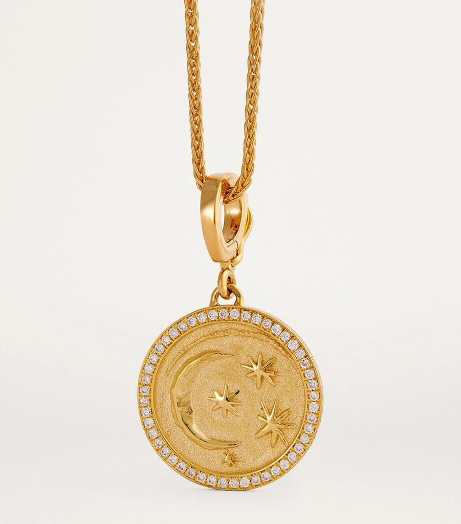 Azlee Small Yellow Gold and Diamond Cosmic Coin Charm 4