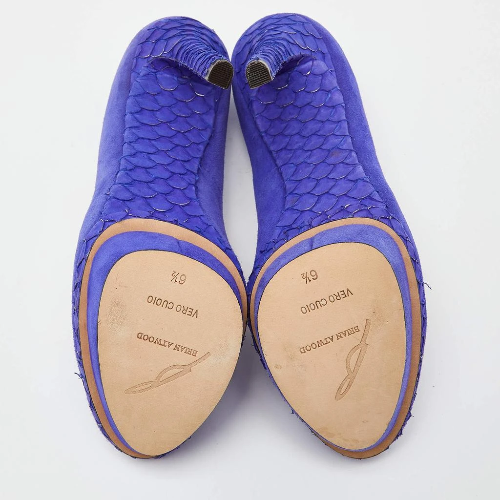 Brian Atwood Brian Atwood Blue Suede and Snakeskin Embossed Leather Platform Pumps Size 37 6