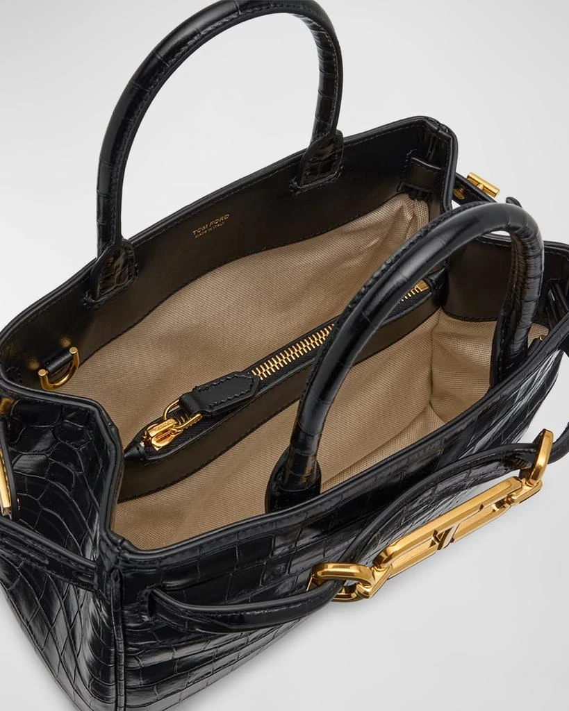Tom Ford Small Top-Handle Bag in Shiny Croc-Print Leather 4