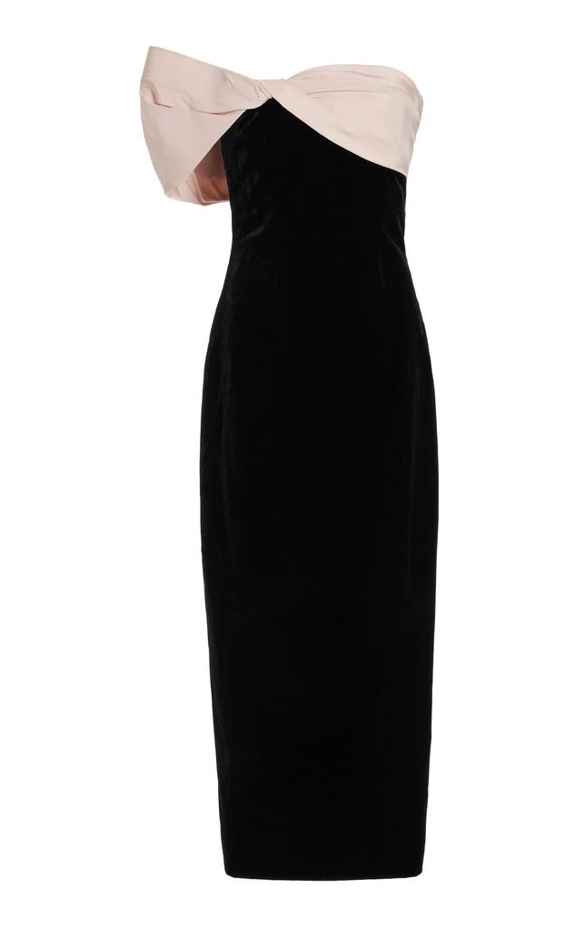 Monique Lhuillier Monique Lhuillier - Twisted Off-The-Shoulder Velvet Maxi Dress - Black - US 0 - Moda Operandi 1