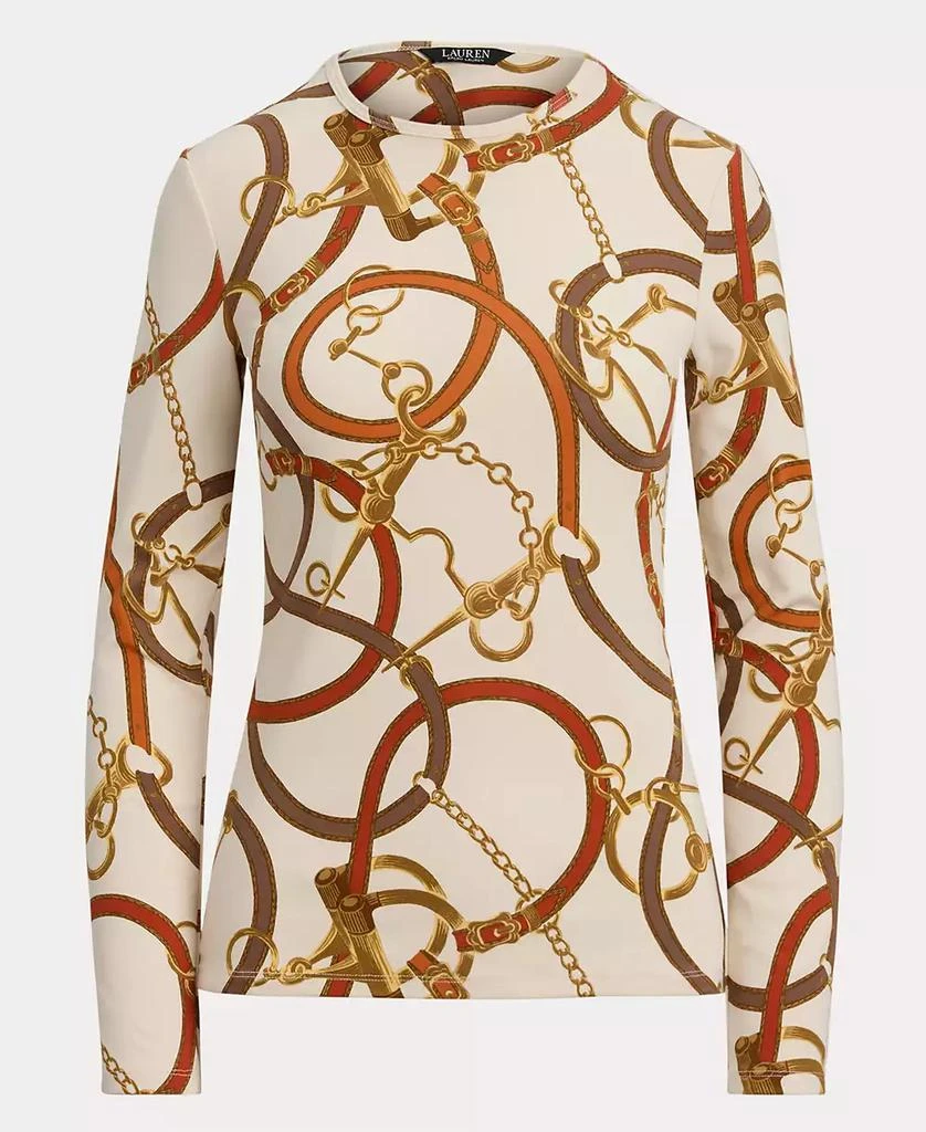 Ralph Lauren Women
s Belting-Print Cotton Long-Sleeve Tee 5