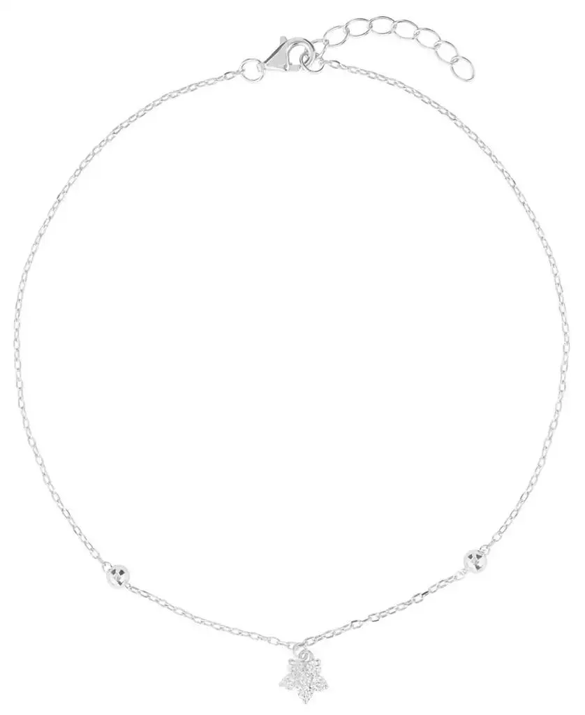 Macy's Cubic Zirconia Flower Beaded Anklet (0.14 ct. t.w.) in 14k Gold Over Sterling Silver (also in Sterling Silver)