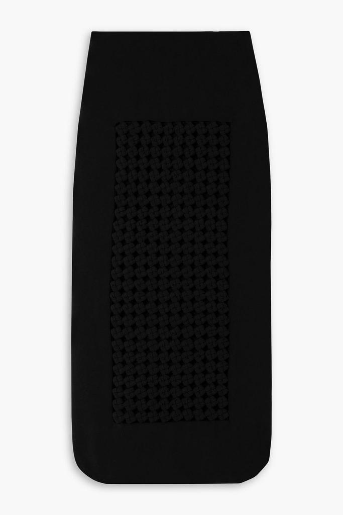 A.W.A.K.E. Mode Macramé-paneled stretch-crepe midi skirt