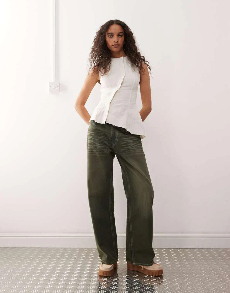 Weekday Weekday asymmetric peplum top with concealed buttons in off-white 4