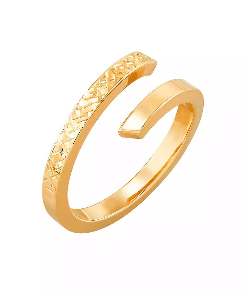 Italian Gold Polished Diamond Cut Bypass Ring in 10K Yellow Gold
