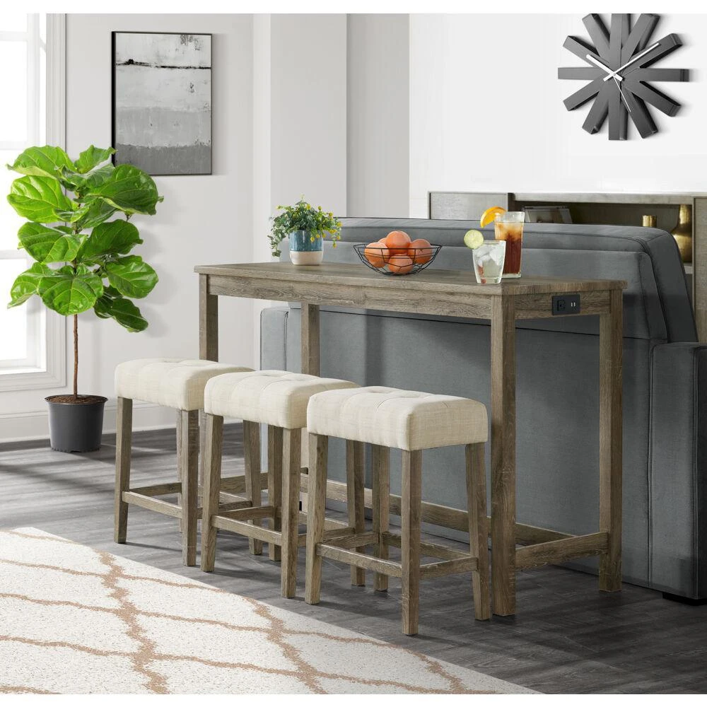 Cambridge Silversmiths Wyeth Dining 4 PC Bar Set: Bar Table, 3 Stools 1