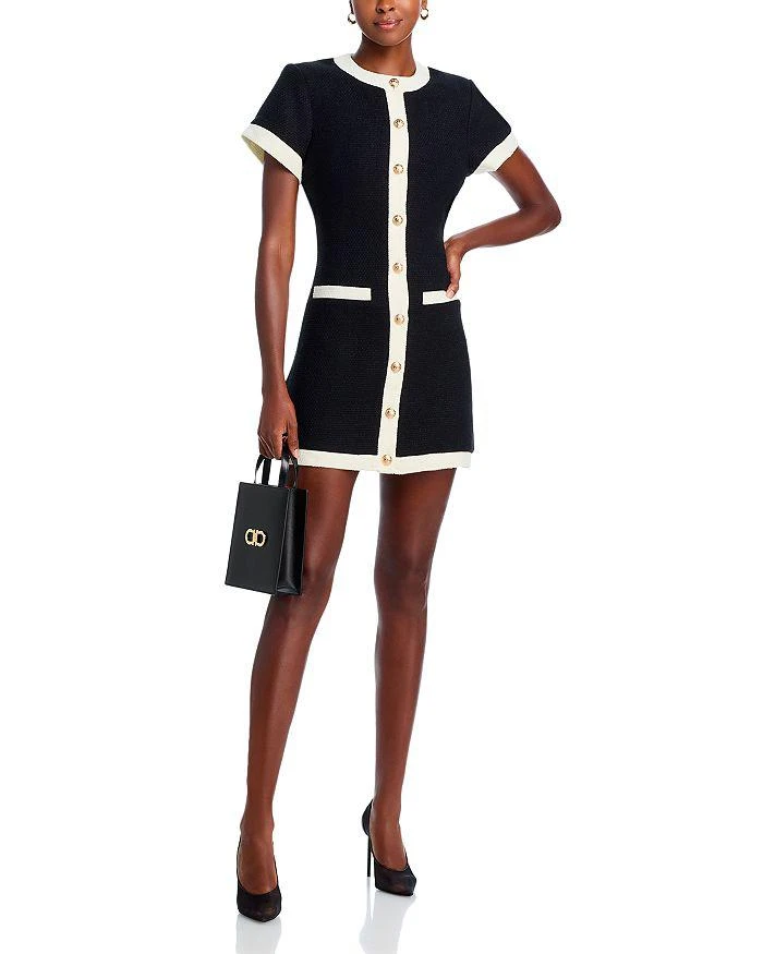 AQUA Tweed Short Sleeve Mini Dress - Exclusive 1